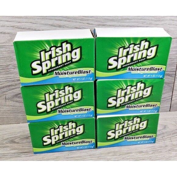 Irish Spring Moisture Blast With HydroBeads Bar Soap Lot 6 New 4oz Discontinued - Picture 1 of 5